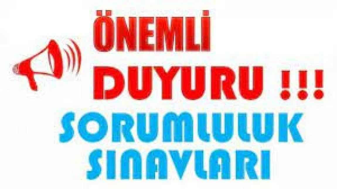 2024-2025 EĞİTİM-ÖĞRETİM YILI ŞUBAT DÖNEMİ SORUMLULUK SINAV TAKVİMİ